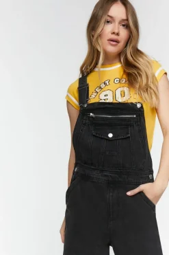 Denim Zip-Pocket Straight-Leg Overalls