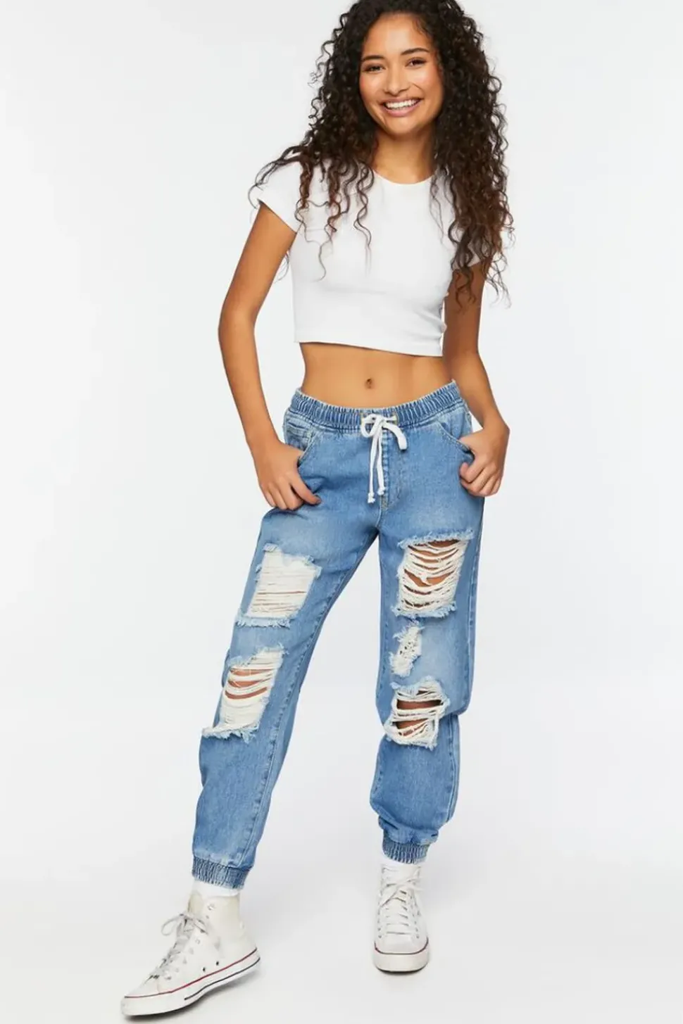 Destroyed Denim Joggers