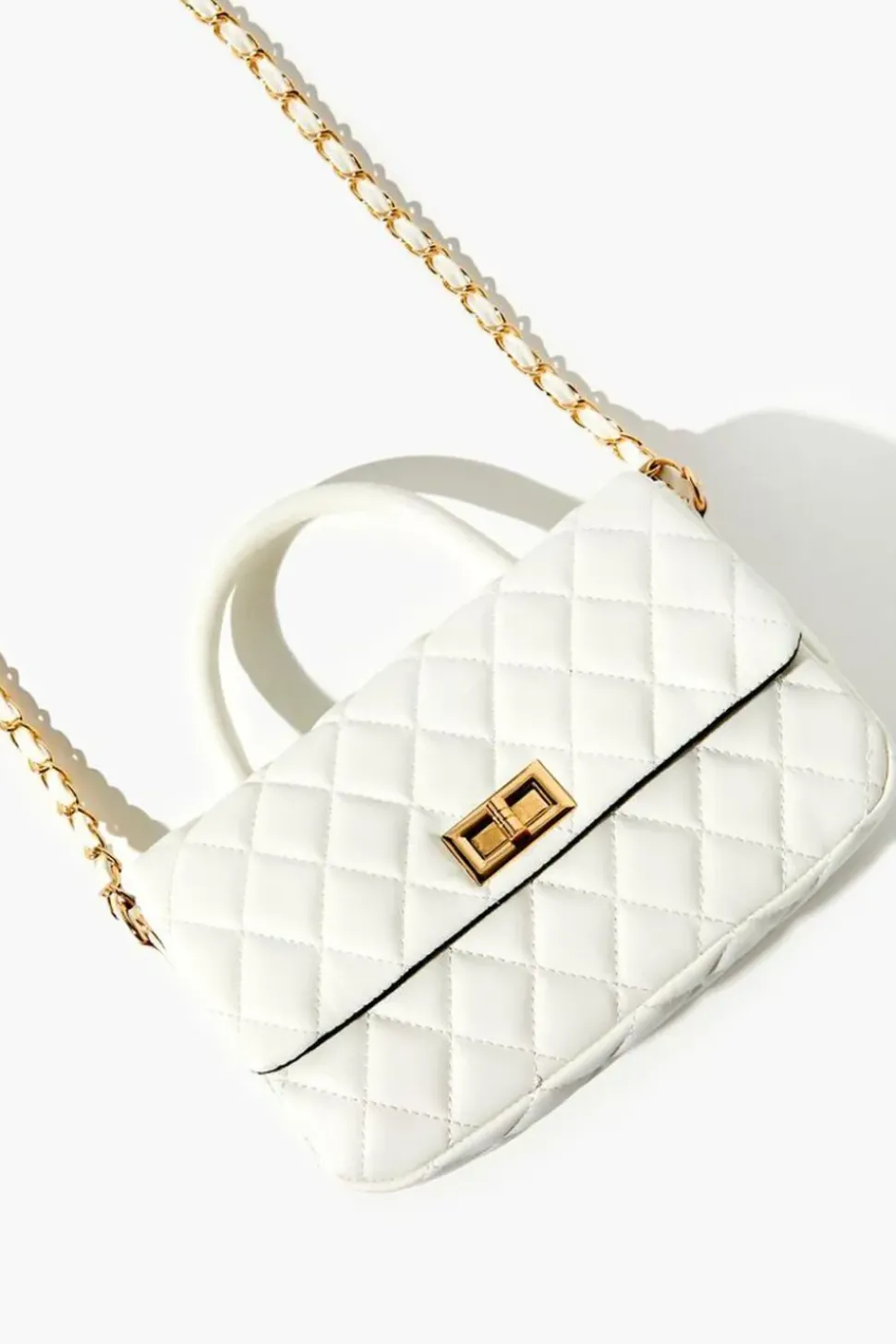 Diamond-Quilted Faux Leather Crossbody Bag