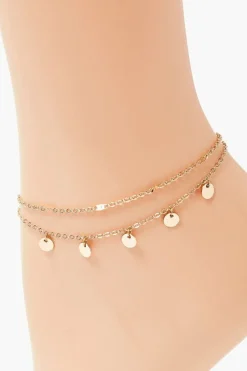 Disc Charm Chain Anklet Set