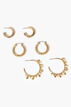 Disc Charm Hoop Earring Set