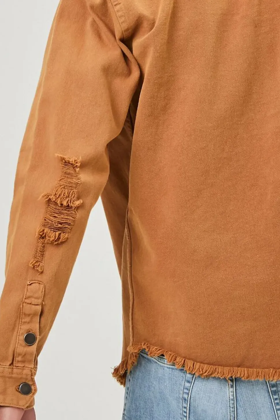 Distressed Button-Front Jacket