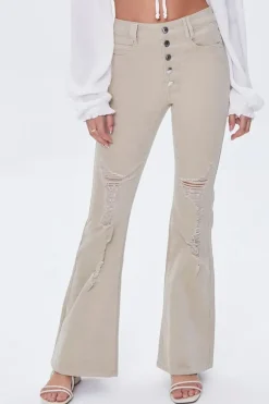 Distressed Corduroy Flare Pants
