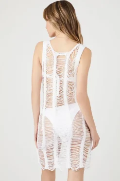 Distressed Crochet Sweater-Knit Dress