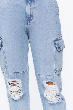Distressed Denim Cargo Joggers