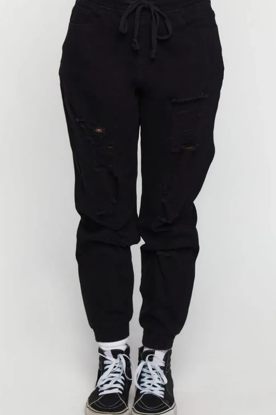 Distressed Denim Joggers
