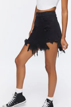 Distressed Denim Mini Skirt