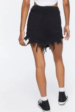 Distressed Denim Mini Skirt