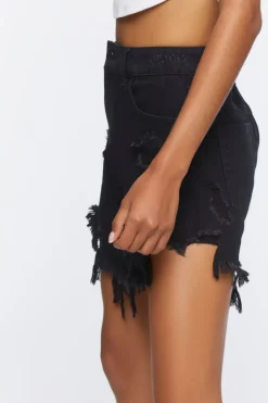 Distressed Denim Mini Skirt