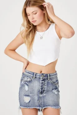 Distressed Denim Mini Skirt