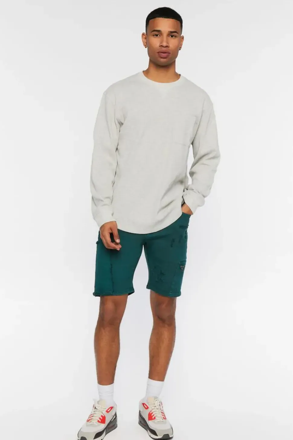 Distressed Denim Shorts