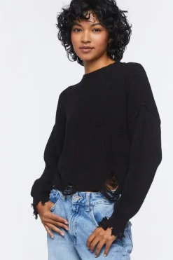 Distressed Drop-Sleeve Sweater
