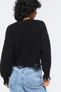 Distressed Drop-Sleeve Sweater