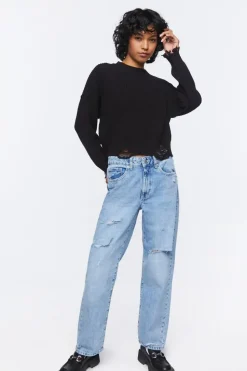 Distressed Drop-Sleeve Sweater