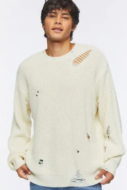 Distressed Drop-Sleeve Sweater