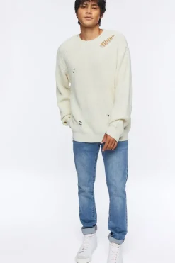Distressed Drop-Sleeve Sweater