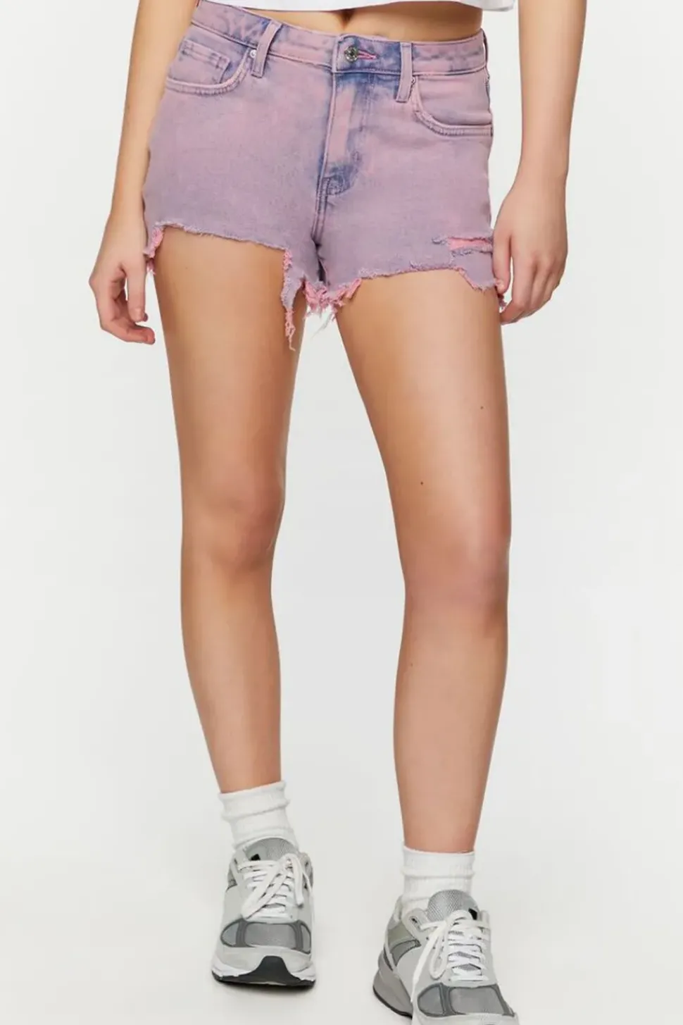 Distressed High-Rise Denim Shorts