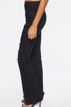 Distressed High-Rise Flare Jeans