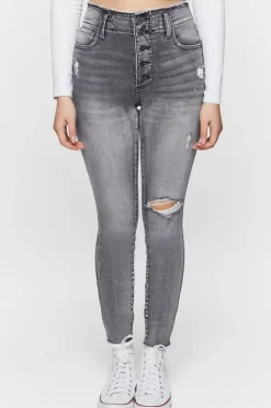 Distressed High-Rise Skinny Jeans