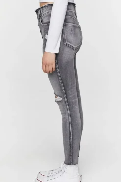 Distressed High-Rise Skinny Jeans