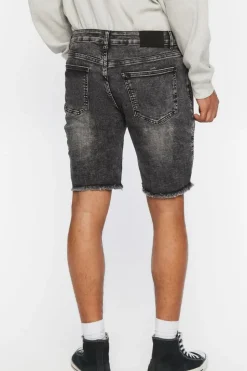 Distressed Moto Denim Shorts