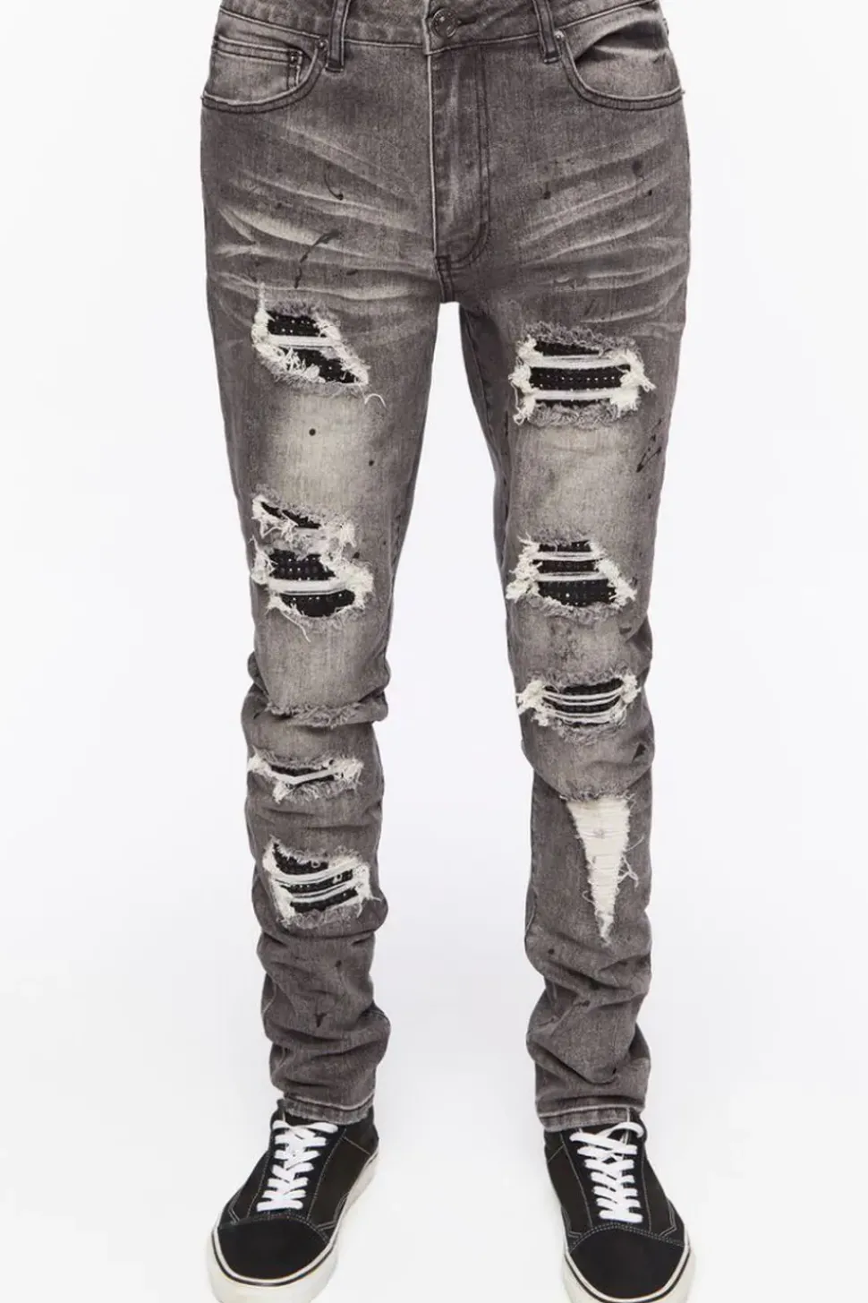 Distressed Paint Splatter Skinny Jeans
