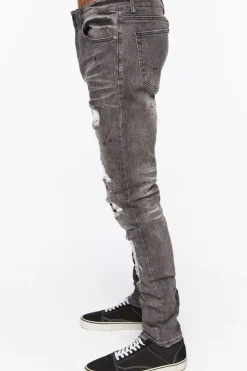 Distressed Paint Splatter Skinny Jeans