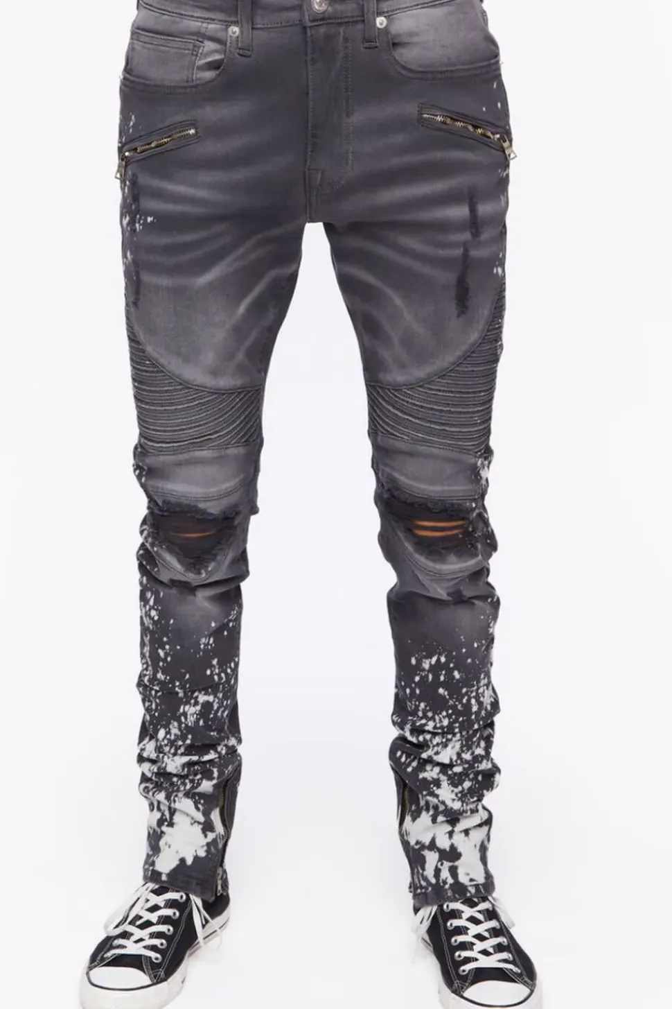 Distressed Paint Splatter Skinny Jeans
