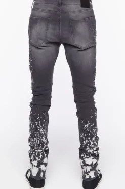 Distressed Paint Splatter Skinny Jeans