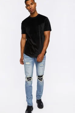Distressed Slim-Fit Stone Wash Jeans