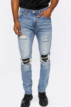 Distressed Slim-Fit Stone Wash Jeans