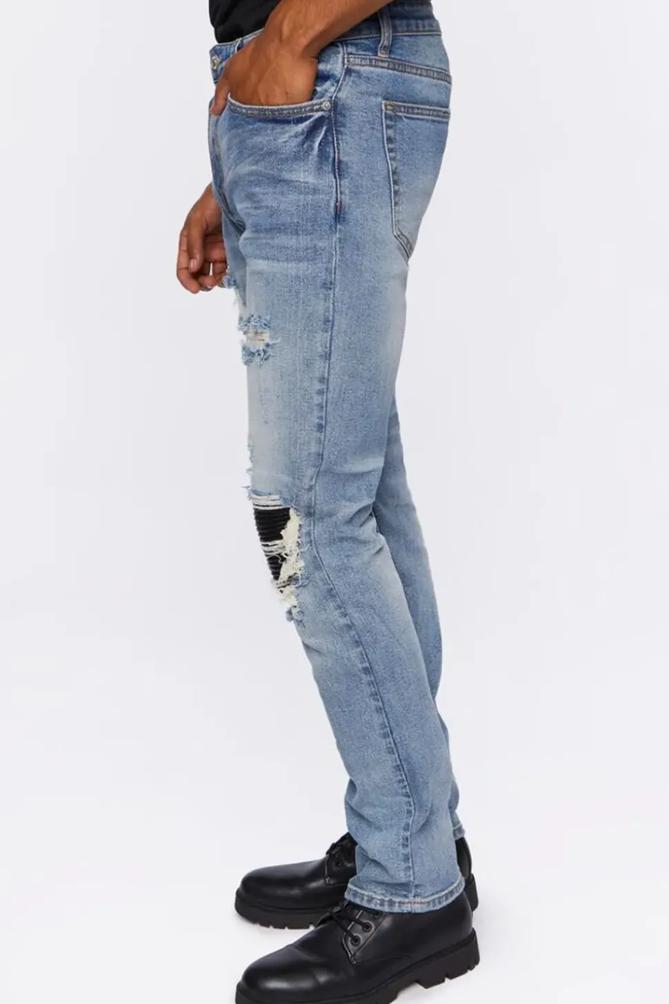 Distressed Slim-Fit Stone Wash Jeans
