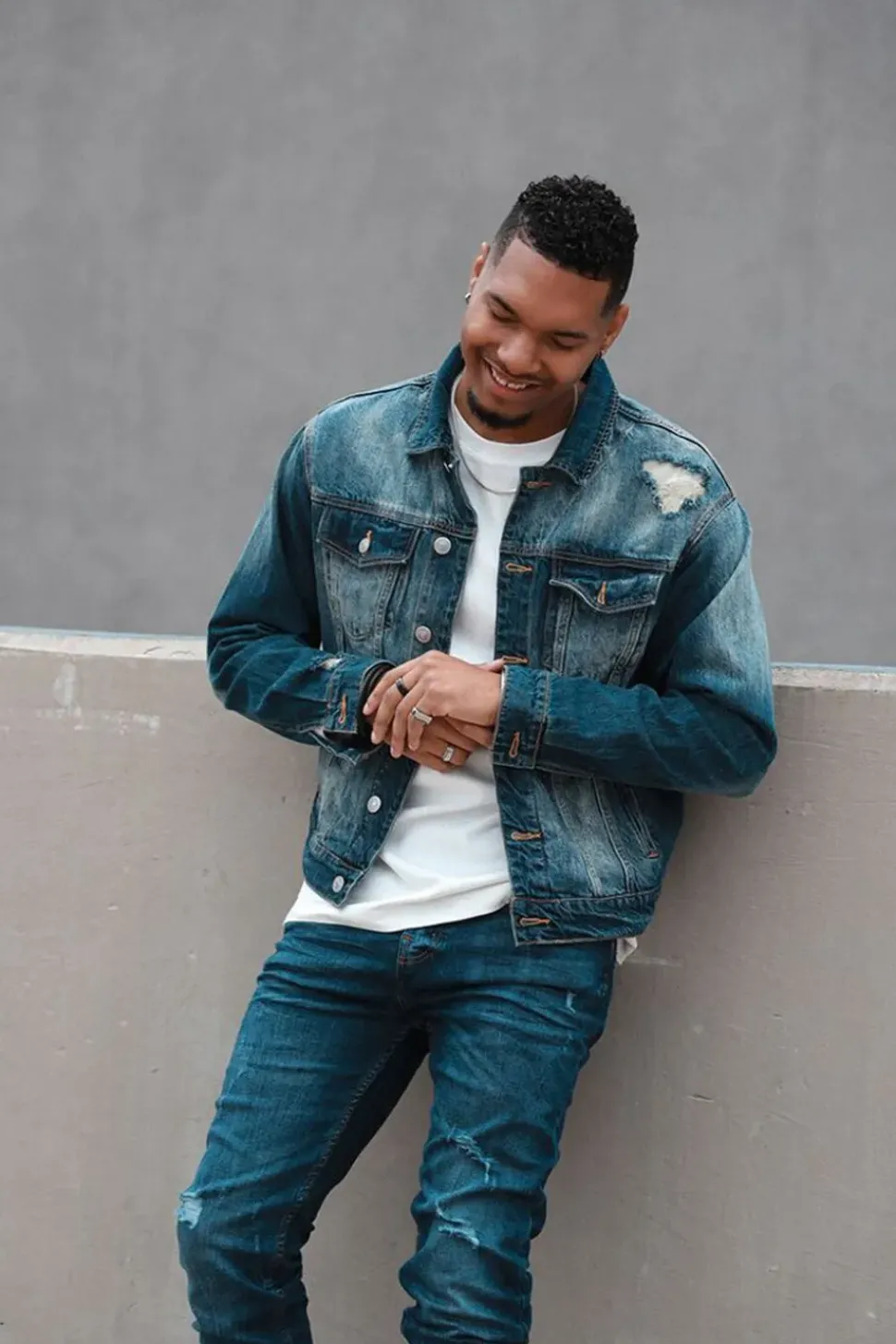 Distressed Stone Wash Trucker Jacket