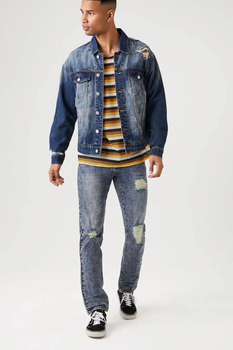 Distressed Stone Wash Trucker Jacket