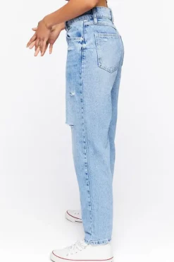 Distressed Straight-Leg Jeans