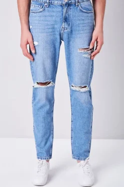 Distressed Straight-Leg Jeans
