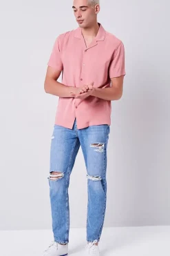 Distressed Straight-Leg Jeans