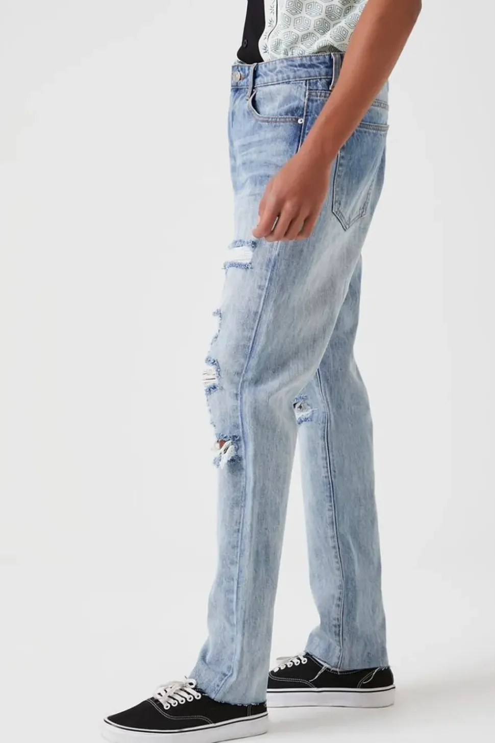 Distressed Straight-Leg Jeans