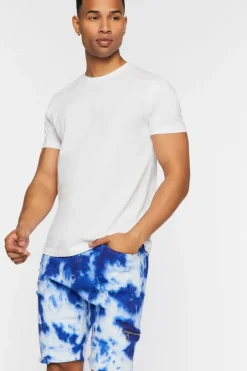 Distressed Tie-Dye Denim Shorts