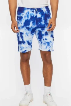 Distressed Tie-Dye Denim Shorts