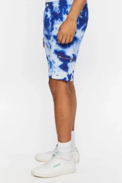 Distressed Tie-Dye Denim Shorts