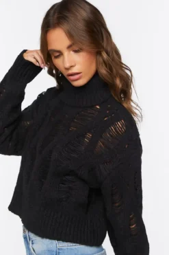 Distressed Turtleneck Sweater