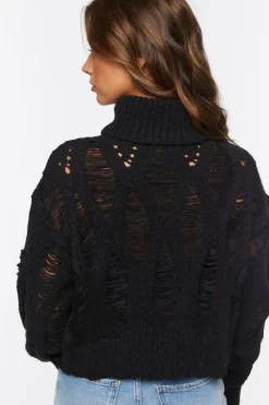 Distressed Turtleneck Sweater