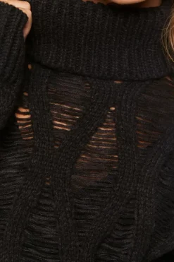 Distressed Turtleneck Sweater