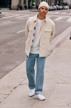 Distressed Wide-Leg Jeans
