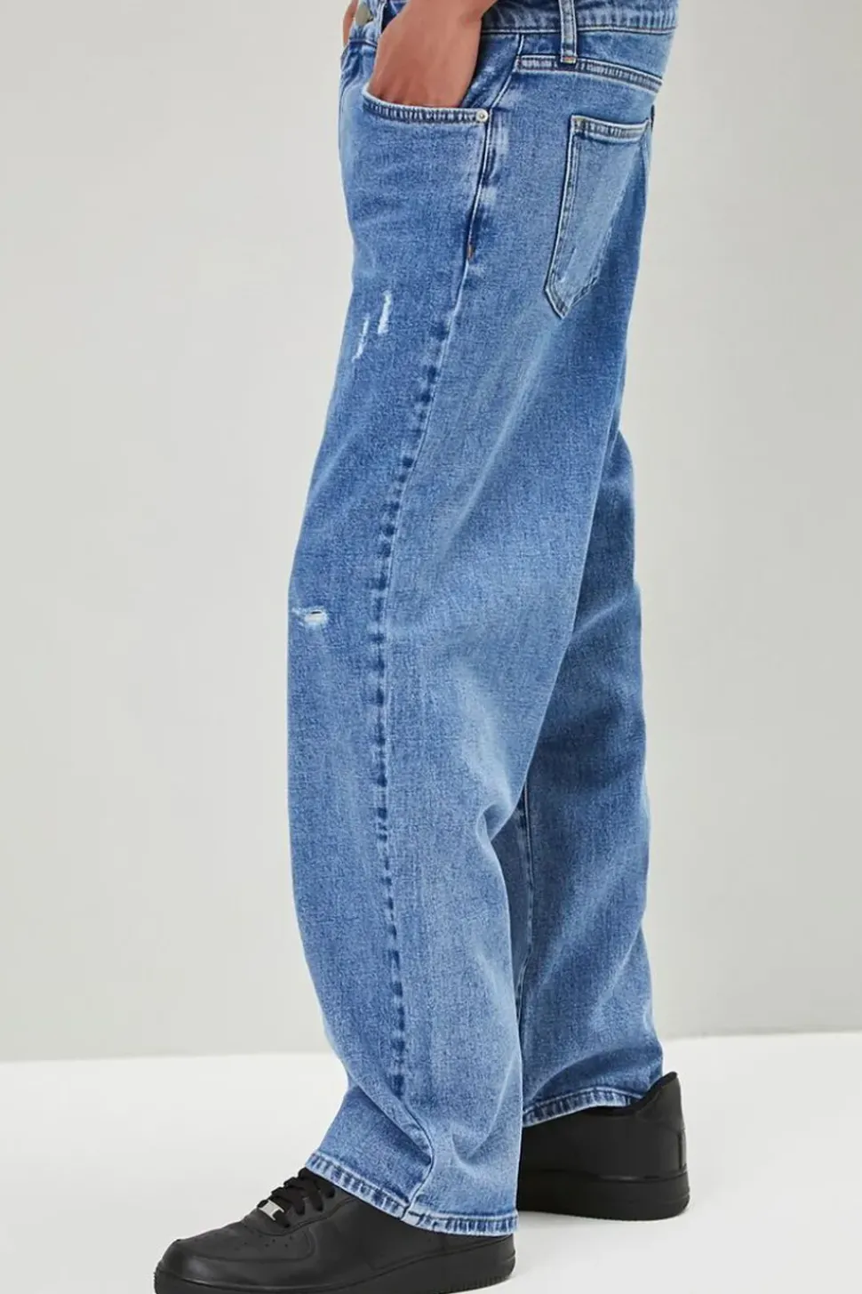 Distressed Wide-Leg Jeans