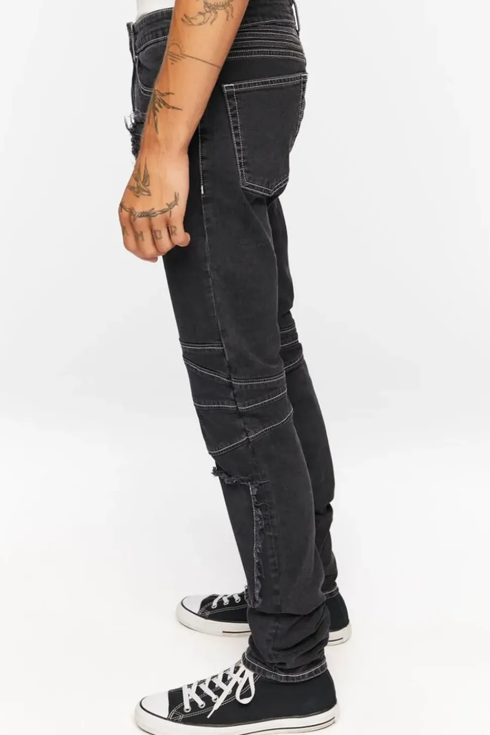 Distressed Zippered Skinny Jeans