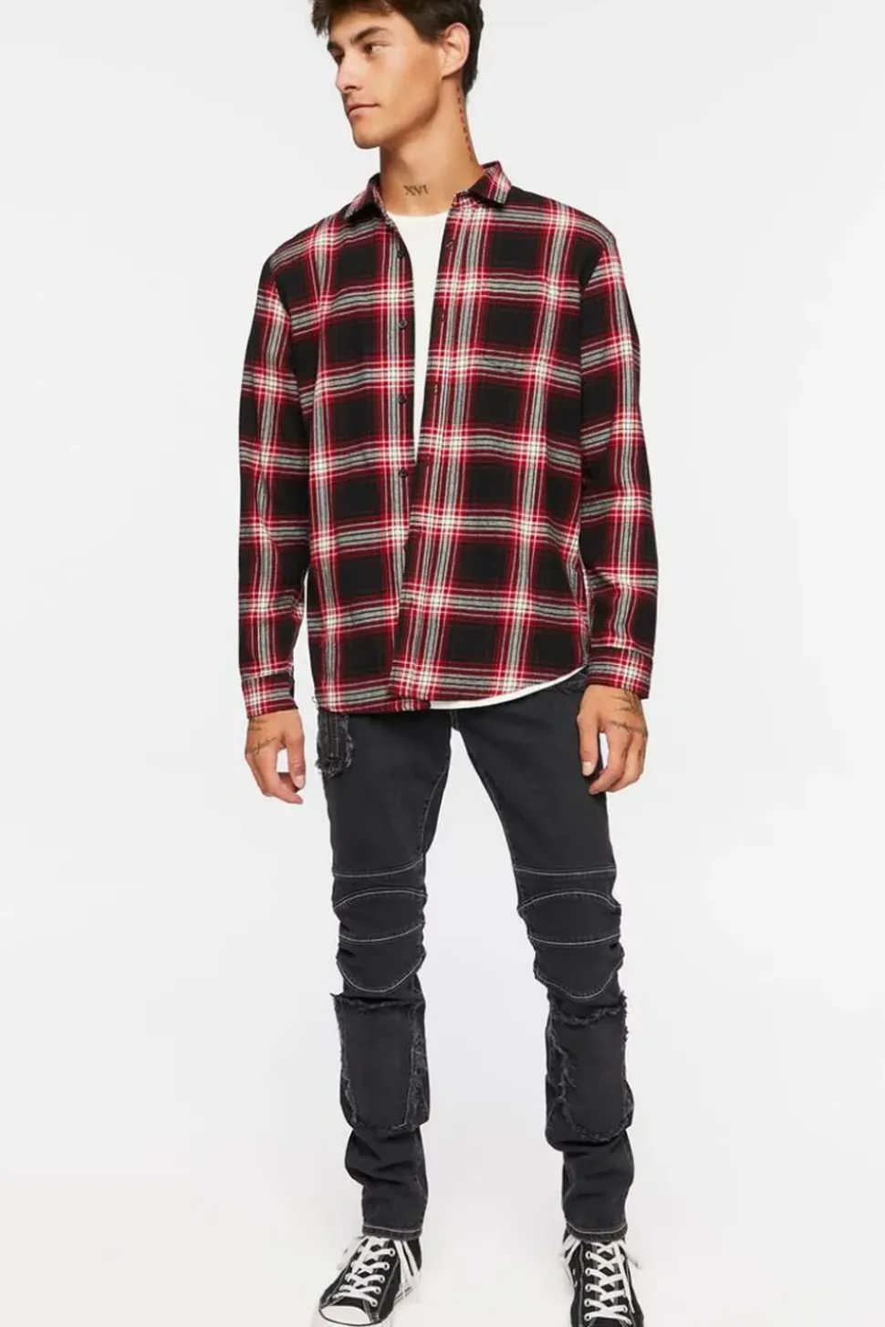 Distressed Zippered Skinny Jeans