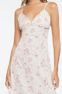 Ditsy Floral Print Cutout Midi Dress