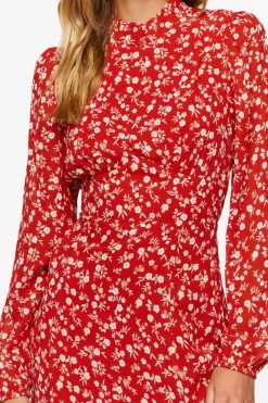 Ditsy Floral Print Open-Back Midi Dress